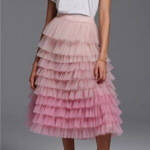 Anthropologie Blush Pink Tiered Midi Skirt